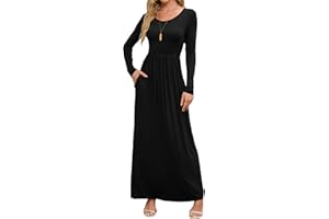 DEARCASE Vestito Donna Maxi, Abito Lungo Casual Morbido a Maniche Corte/Lunghe da Donna, Donna Maniche Lunghe Stampa Floreale Maxi Vestito Abiti Lunghi con Tasche