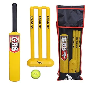 GRS Boom Kids Zone Cricket Kit (Kit Include 1 Bag, 1 Heavy & Strong Plastic Bat, 1 Heavy & StrongPlastic Wicket Set, 1 Tennis Ball) Size as Selected