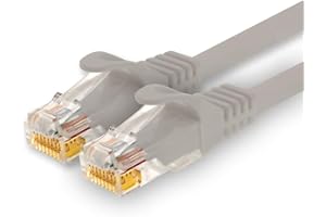 1CONN - Cable de red de 5,0 m, Ethernet, LAN y cable de conexión para una máxima velocidad de Internet y conecta todos los dispositivos con conector RJ 45 hembra gris - 1 unidad