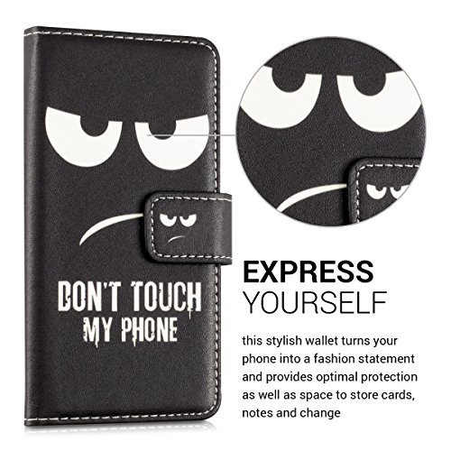 kwmobile Funda para Samsung Galaxy A3  2016  - Carcasa de  Cuero sint  tico  con dise  o Don t Touch my Phone - Case con  Tarjetero 