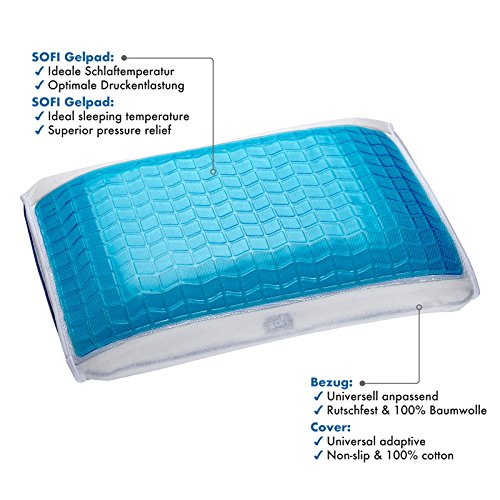 sofi Gelkissen Überzug | Cooling Effekt für jedes Kopfkissen | Mit innovativer Gel-Beschichtung | Kühlendes Gel-Pad wirkt druckentlastend | Für Seiten-, Rücken & Bauchschläfer | Maße: 60×40 cm - 6