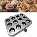 Produktbild Wokee 12 Tasse Kohlenstoffstahl Muffin Cupcake Backform Antihaft-spülmaschine Mikrowelle Sicher,Kuchen, Backen, formbar, Dekoration,Backform - Mini Backblech