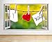 Produktbild tekkdesigns Halogen-Scheinwerferbirne R960 Herz Love Cute Line Schlafzimmer Fenster Wand Aufkleber 3D Kunst Aufkleber Vinyl Raum