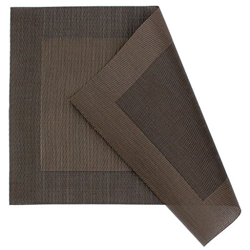 Elegante Platzsets im 4er-Set aus gewebtem Kunststoff – abwaschbare Tischsets / Platzmatten 45 x 30 cm (braun) - 3