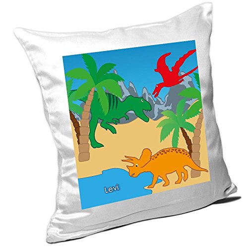 Kissen mit Namen Levi und schönem Dinosaurier-Motiv für Jungen Namenskissen personalisiert - Kuschelkissen - Schmusekissen