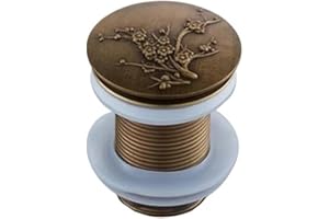 HWJFDC Bonde de Lavabo Drain Pop-Up for lavabo de Salle de Bains, Bouchon de déchets sculpté en Laiton Antique, Waterlet clic-clac, égouttoir de vanité (Color : ZR2023-3)