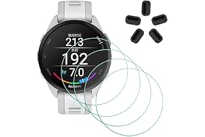 MTHGH Protection Écran pour Garmin Forerunner 165 Verre Trempé [4 pièces]+ Bouchons anti-poussière 5 pièces, Protecteur d'écran Dureté 9H Anti-rayures Sans bulles Ultra Mince