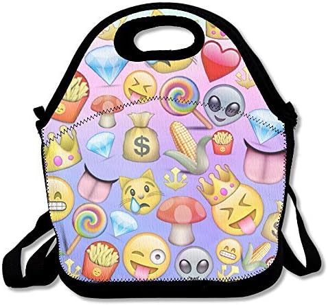 Alien Smile Emoji Emoji World Handy Portable Zipper Lunch Box Lunch Tote Lunch Tote Bags