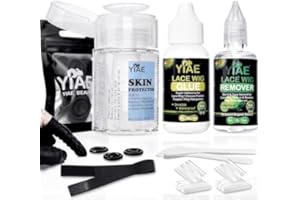 Set de colle perruque amélioré, YIAE colle perruque imperméable invisible à tenue extrême, Set d'accessoires pour perruques avec dissolvant extension adhesive et protecteur de peau