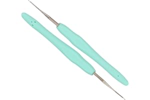 Coopay Agujas de ganchillo de 0,5 mm, 2 unidades pequeñas para amigurumi y ganchillo fino, agujas de ganchillo de punta con mango suave, pequeñas agujas de ganchillo ergonómicas, mango TPR, agujas de
