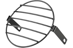 Gorgeri 7 inch motorcycle headlight housing 7inch Retro Metal Motorcycle Grill Side Mount Headlight Cover,Motorcycle Front Headlight Lamp Mesh Grille Cover(Black)