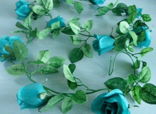 5ft 10" TEAL SILK FLOWER ROSE GARLAND/WEDDING FLOWERS/DECORATION/CRAFTS
