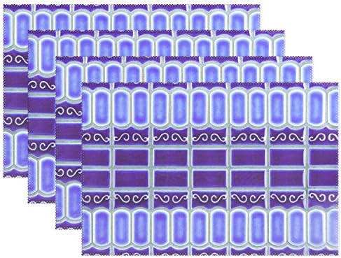 LIANCHENYI Mosaic Tile Cobalt Blue Porcelain Print Heat-resistant Placemats, Polyester Tablemat Place Mat for Kitchen Dining Room 1 Piece