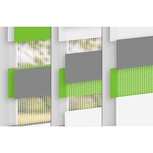 ECD Germany Doppelrollo 95 x 150 cm Grün-Grau-Weiß Klemmfix ohne Bohren für Sonnen- und Sichtschutz inkl. Befestigungsmaterial EasyFix Jalousie Verdunklungsrollo Rollo - 4