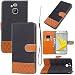 Produktbild LMAZWUFULM Hülle für HTC EVO 10 / HTC Bolt (5,5 Zoll) PU Leder Stitching Farben Design Magnetverschluss Brieftasche Lederhülle Klassisch Elegant Handytasche Denim Muster im Book Style mit Stent Funktion und Karten Slot Schutzhülle Ledertasche Flip Cover für HTC EVO 10 / HTC Bolt Schwarz