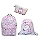 Produktbild Leah's fashion® Einhörner Pink gedruckt Reisen Sie Freizeit Rucksack mit junge Turnbeutel&Mäppchen für Kinder(3pcs/set)