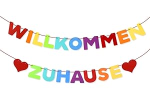 BHGT Willkommen Zuhause Girlande Banner Deko Welcome Home Baby Girlande Banner auf Deutsch für Familie Partei Dekoration Welcome Home Banner