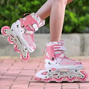 Scrap Skating Shoes Inline Skates w/ Light Up Wheels LED Flashing Roller Skates for Kids Boys Girls