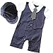 TiaoBug Baby Boys Gentleman Romper Jumpsuit Suit Hat Bowtie Communion Party Bodysuit Clothing 12-18 Months Navy Blue