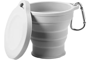 RGEVGER Silicone Collapsible Cup, Large Portable Foldable Cup 200ml, Collapsible Mug Free Dishwasher Safe, Reusable Foldable Travel Mug with Plastic Sealing Lid, for Picnic Hiking Travel Backpacking