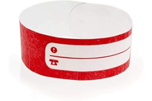 ‎FUN FAN LINE Fun Fan Line - Sets mit 100 Tyvek Papier armbändern mit Schreibzone für Kinder und ältere Menschen. Beständiger, nicht übertragbarer und wasserdichter Klebeverschluss. (Farbe Rot)