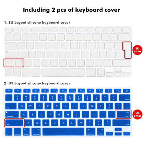 MacBook Pro 13 Hülle Schale,iNeseon Ultra Slim Plastik Hartschale Tasche Cover Shell, US Dunkelblau und EU Transparent Tastatur Abdeckung Schutzhülle für Apple MacBook Pro 13.3 Zoll mit CD-ROM Drive Modell:A1278 (Dunkelblau) - 4