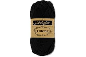 Frida's Wollhaus Scheepjes 50 g Catona 100% cotone maglia uncinetto Amigurumi 109 colori (110 | Jet Black)
