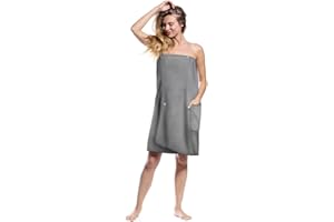 Aomig Saunakilt Damen Sauna Saunatücher Saunahandtuch 80 * 140 cm Knopffrottee Gummizug Saunarock Elastische Taschen Saunakleid Damen Grösse Anpassen Saunatuch Hamamtuch Saunakilt Tragbar Badetücher