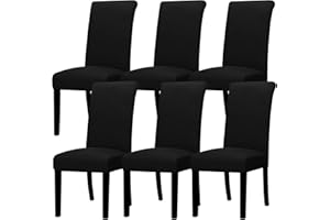 Lellen Dining Chair Covers Set of 6, Stretch Chair Covers Dining Chair Slipcovers Removable Washable Reusable Home & Kitchen Decor Protector Dining Room Chair Covers,Black