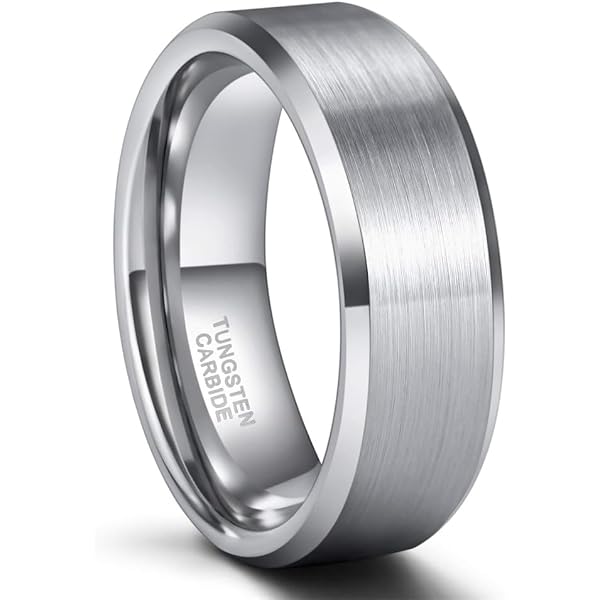 Men's Solid Tungsten Biker Ring – Industrial Chain Design, Polished Silver, Sizes 8-13