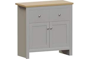 Vida Designs Arlington Sideboard, Buffet Table, Cupboard Cabinet Engineered Wood (Grey & Oak, 2 Drawer 2 Door)