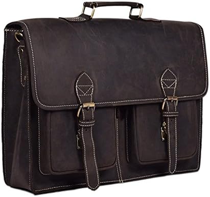 Skorzany Werke Retro Leather Briefcase Laptop Messenger Bag For Men and Women (Leather Messenger Bag)