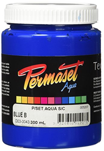 Permaset Aqua Standard 300ml Blue - Screen Printing Ink for Fabric - Ideal Screen Printing Kit for Home Office, Starter Kit, Fabric Paint, Screen Printer and Other Fabric Ink