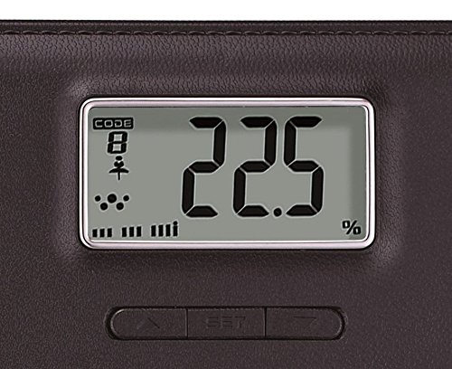 EXZACT Elite Leder-Optik (Lederoptik) Plattform – Körperanalyse / Elektronische Personenwaage / Digitale Badezimmerwaage – Körperfett/ Wasseranteil/ Körpermuskulatur/ Knochen – 12 Benutzerspeicher – Extra hohe Kapazität: 180 kg / 400 lb (Schwarz) - 6