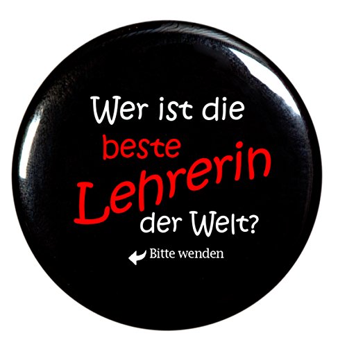 Taschenspiegel,Spiegelbutton Beste Lehrerin, rund 56mm Durchmesser