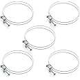 POWERTEC 70101 4 Inch Double Wire Hose Clamp with Bolt, Adjustable Hose Clamps for Dust Collector, Dust Collection Hose and Dryer Vent Hose, Pipe Clamp, Worm Gear Clamp, 5 Pack (Color May Vary)