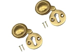 TERF® Polished Brass Georgian Escutcheon Covered 35mm Keyhole Cover Escutcheon Including Fixing Screw - Pack of 2