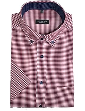 Eterna Herrenhemd Kurzarm Comfort Fit Rot kariert Freizeithemd Volksfest Hemd Hemden Businesshemd Baumwolle