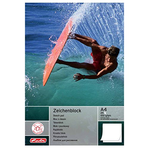 Herlitz Zeichenblock A4, holzfreies Papier, 100 g/m², 25 Blatt, weiß - 5