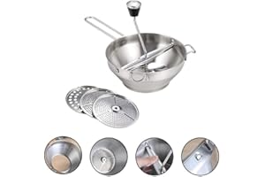 SHARHARGE Grattugia rotante per alimenti, 21 cm, in acciaio inox, con 3 filtri, perfetto per salsa di pomodoro, patate, alimenti per bambini o prodotti in scatola (21 x 10 cm, con 3 filtri)