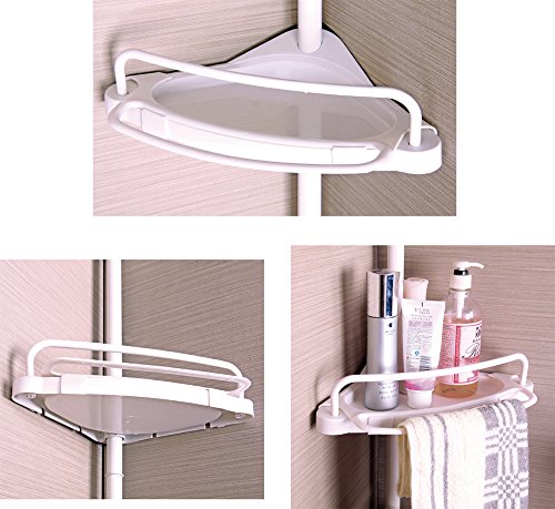 WOLTU BZ4104-1 Badregal Duschecke Teleskop , Höhe 120-250cm , 4 wasserdurchlässige Ablagen, 3 Handtuchhalter , Weiss - 3