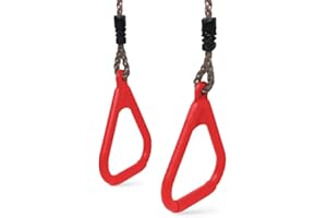 HIKS® Set of 2 Red Adjustable Gym Rings for Childrens Kids Climbing Frames and Swings
