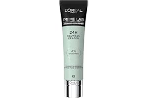 ‎L'OREAL PARIS L'Oréal Paris Redness Eraser Primer, Basis für ein langanhaltendes Make-up, Sofort kaschierte Rötungen, Bis zu 24h Halt, Prime Lab Advanced Derm Primer, 30 ml