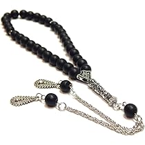 Perlin Collier De Prière Tesbih Tasbih Tespih Misbaha Subha 33, Chapelet Musulman Islamique Bracelets De Culte En Pierre Semi-précieuse Perles D'hématite En Onyx Noir 8 Mm
