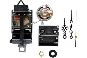 Bassulouda Movimiento de Reloj de PéNdulo de Cuarzo Manecillas Negras, Altavoz de Caja de MúSica, Funciona Pilas, Mecanismo de MelodíA para Reloj DIY