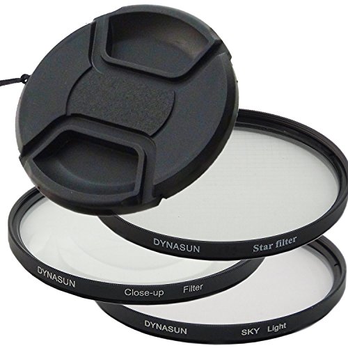 DynaSun 72mm Slim Lens Skylight Filter Set with 4 Point Star Light Flare Cross Filter, Slim Camera Lens, Macro Close Up Filter, Snap-On Front Cap Centre Pinch Cord Lens for Camera Canon Nikon Pentax Olympus Samsung Sony