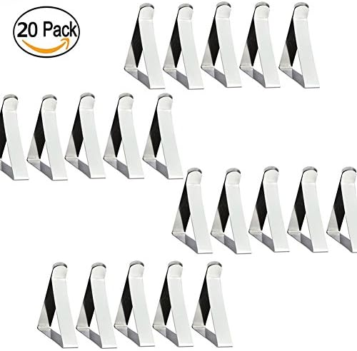 Wskderliner Tablecloth Clips for Tables Stainless Steel Tablecover Clamps Table Cloth Cover Holders Silver 6 x 5.3 cm Pack of 20