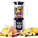 Duronic BL1200 - Frullatore da tavolo in acciaio INOX con motore da 1200W - caraffa in vetro da 1.8L - pre programmata per: Frullati, tritaghiaccio, e funzione di lavaggio automatico della caraffa.