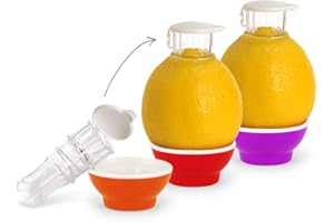 3 x Patent-Safti Zitronenpresse Zitronen-Ausgießer Orangen-Limetten-Zitronen-Entsafter Manuelle Saft-Presse Citruspresse (Orange Rot Pink)