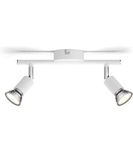 Philips Meranti Lampada A Soffitto Con 3 Faretti In Metallo Cromato - Luce Calda Non Regolabile, Senza Lampadine - 3